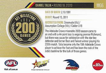 2021 Select AFL Footy Stars - AFL Milestone Games #MG6 Daniel Talia Back